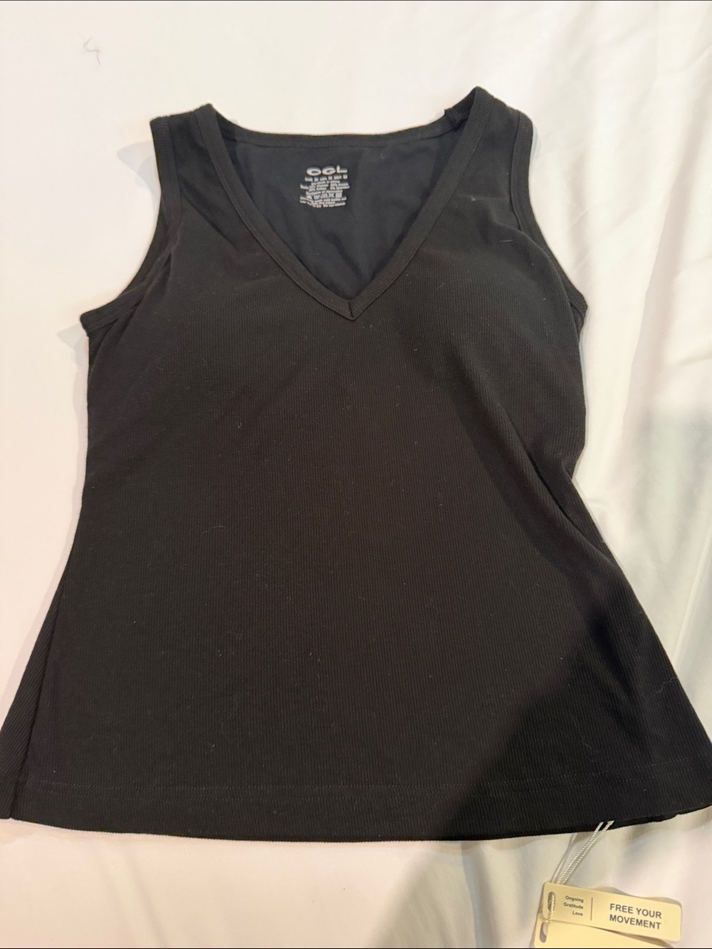 OGL Black V-Neck Ribbed Tank Top